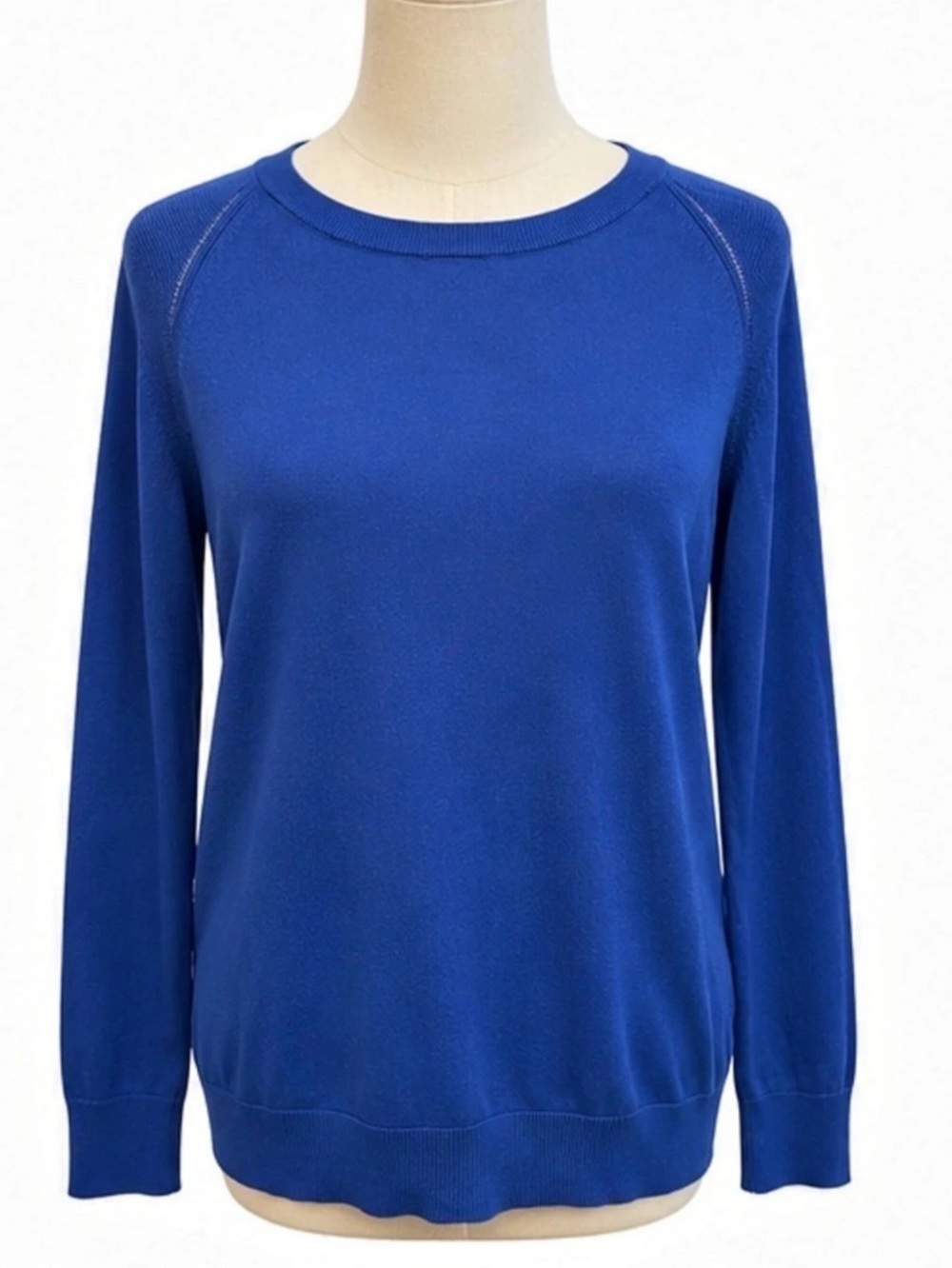 Banana Republic Silk Cotton Sweater Medium Cobalt Blue Lightweight Crewneck